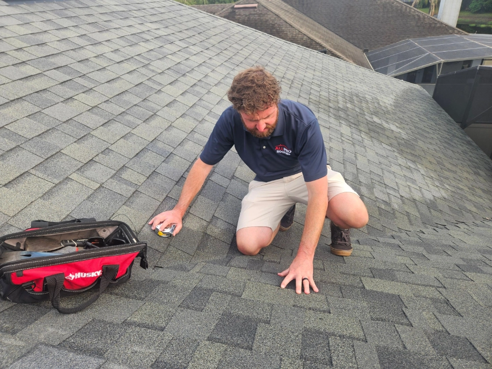 A Roof Being Inspected by All Pro Roofing